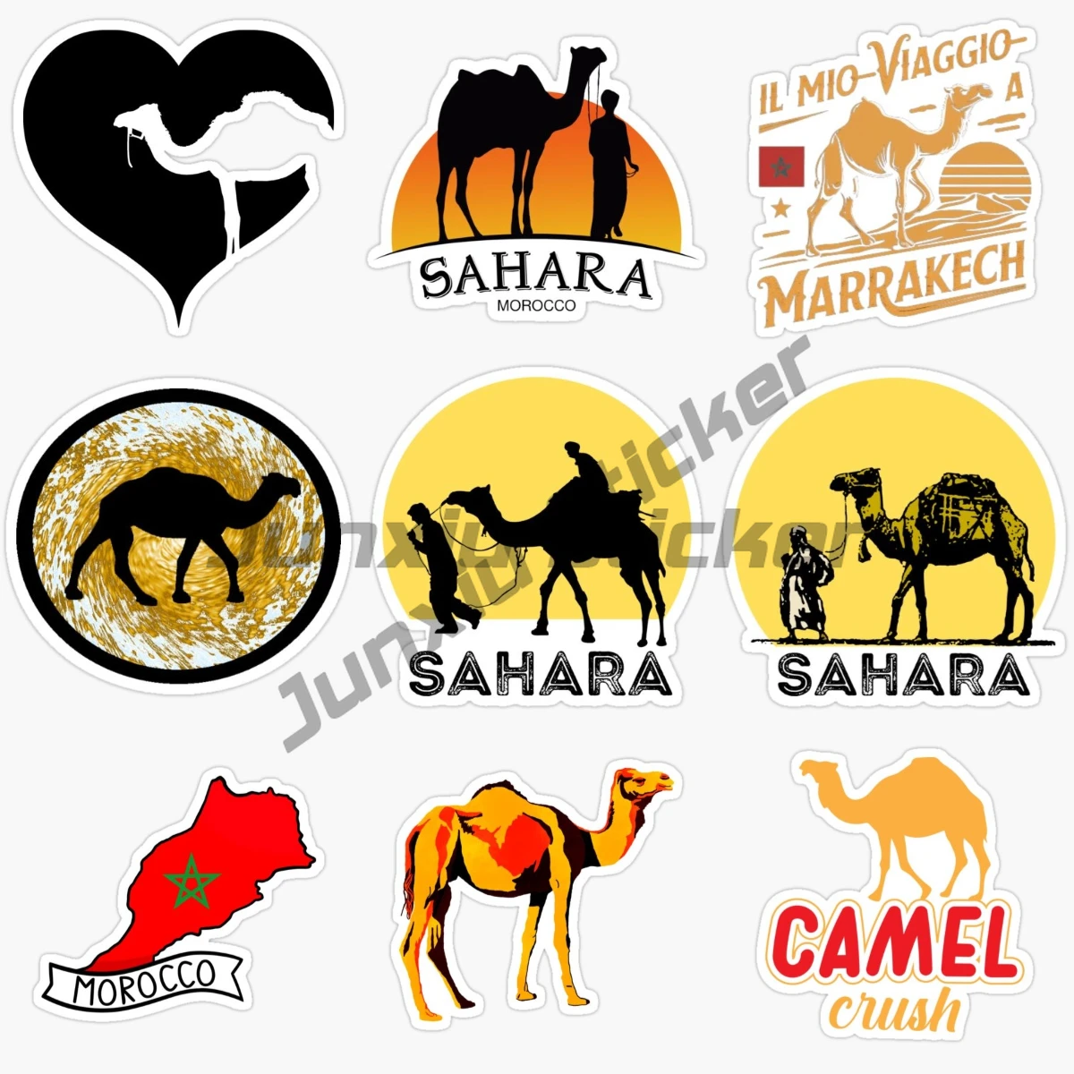 

Morocco Merzouga SAHARA Camel PVC Car Sticker Coat of Vinyl Self-adhesive Car Decals Motorcycle Helmet Camper Accessories Decor