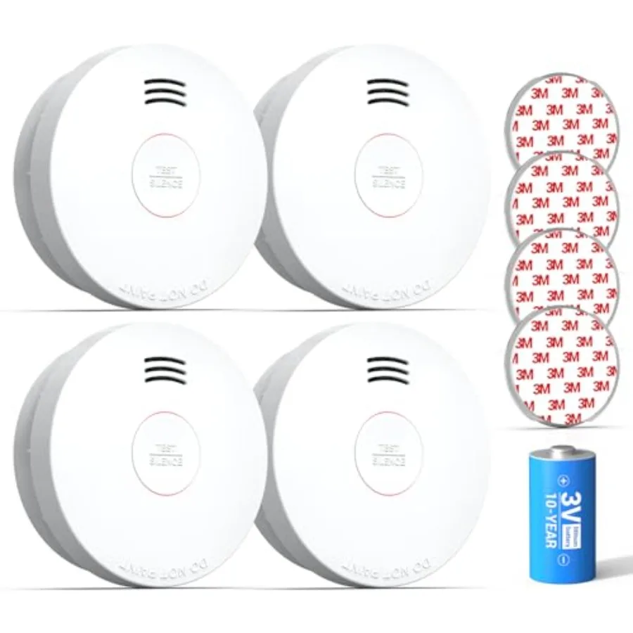 

Smoke Detector Smoke Detector 10 Year Battery with Photoelectric Sensor Fire Alarm with Low Battery and Fault Warning for House