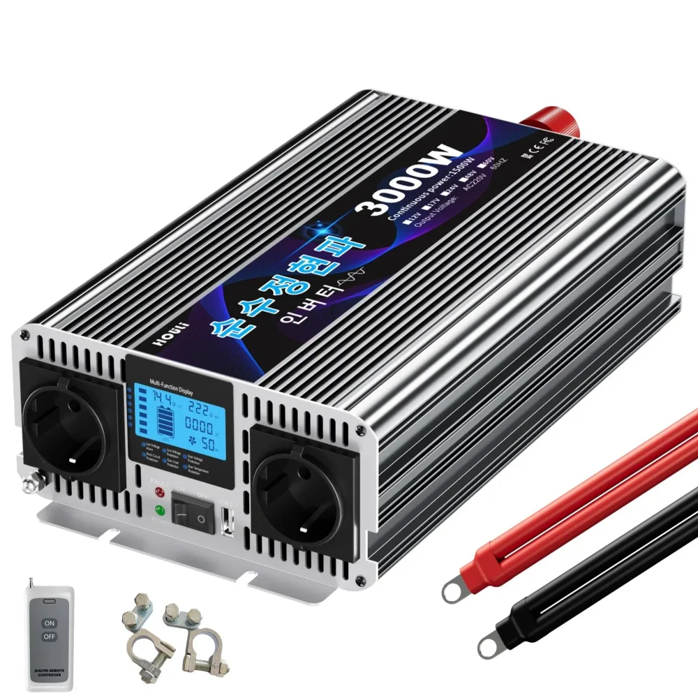 6000W 8000W Pure Sine Wave Power Inverter Converter for Car Truck RV Solar System Home Backup Emergency Power Supply