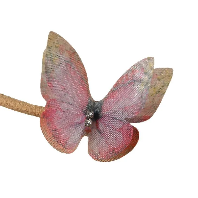 100pcs Double Layer Rhinestone Butterfly Patches - 5cm Printed Tulle Appliques for DIY Craft, Clothing & Accessories (6 Colors)