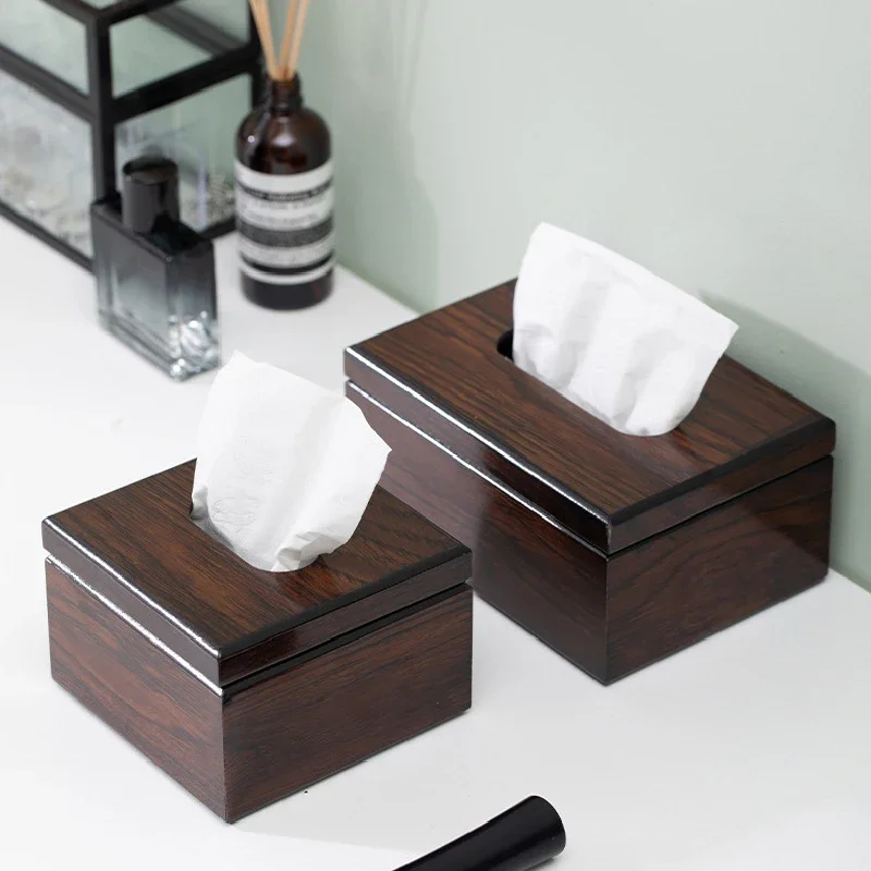 Magnetic Solid Wood Tissue Box Walnut Desktop Paper Box Storage Napkins Boxed Jewelry Home Living Room Decoration Accessories