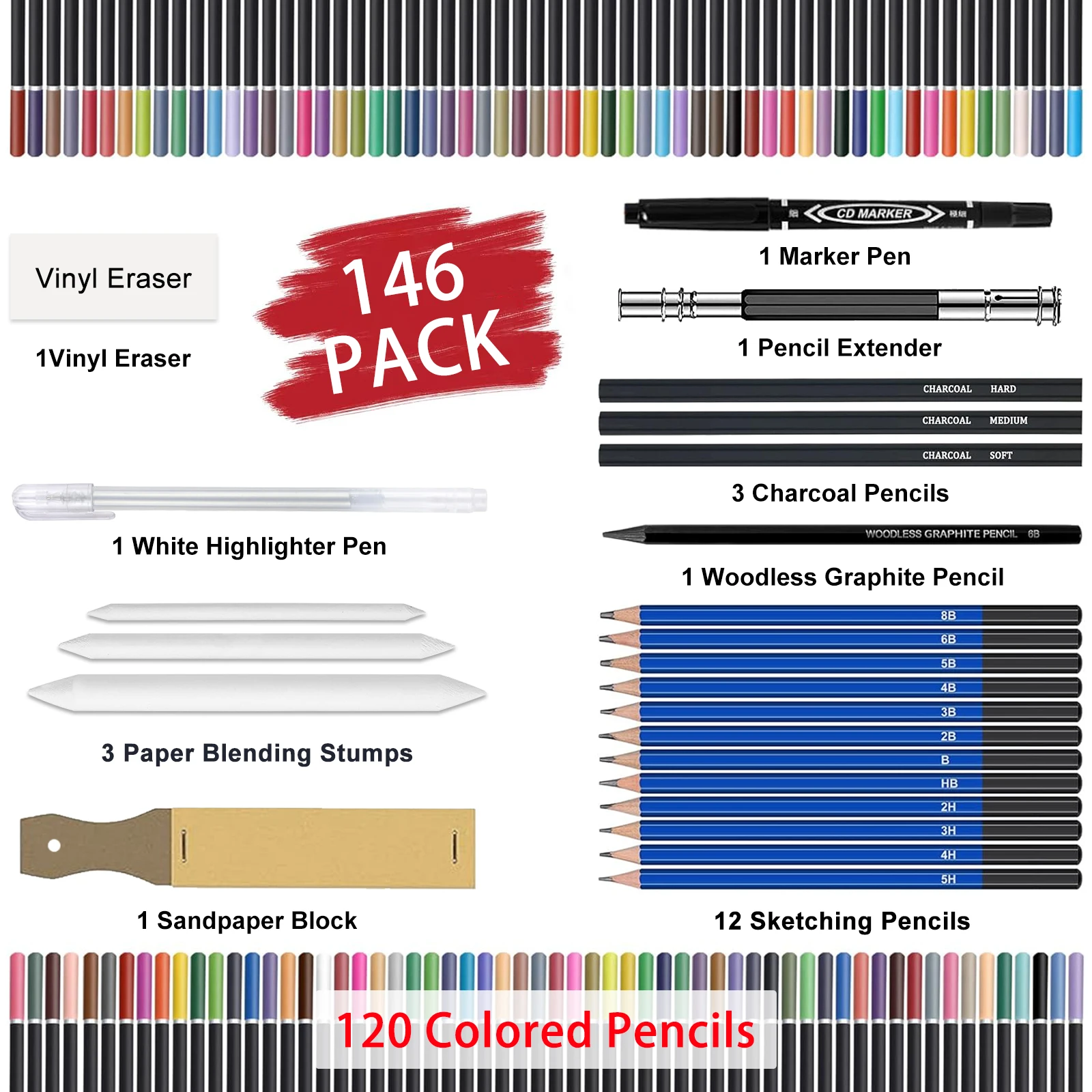 42/73/146 Paket Alat Gambar da - Sketching Charcoal Set ulasan dan harga