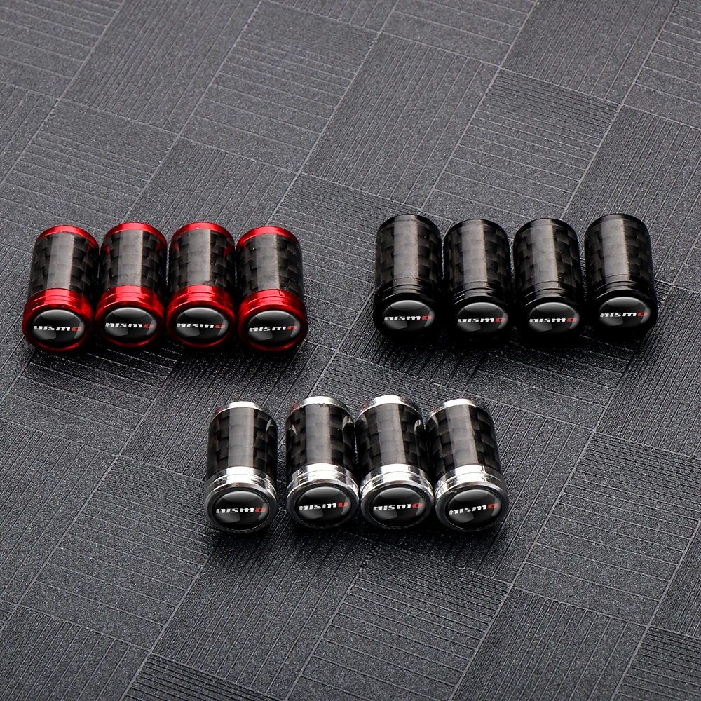 4pcs Carbon Fiber Car Wheel Tire Valve Caps Auto Accessories For Nissan Nismo Qashqai J11J10 Leaf XTrail March Tiida Kicks Juke