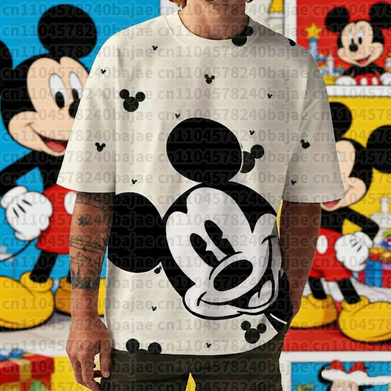 

2025-26 Summer Disney Men's Fashionable Mickey Mouse Print T-shirt Casual Slightly Elastic Breathable Top Suitable for Outdoor