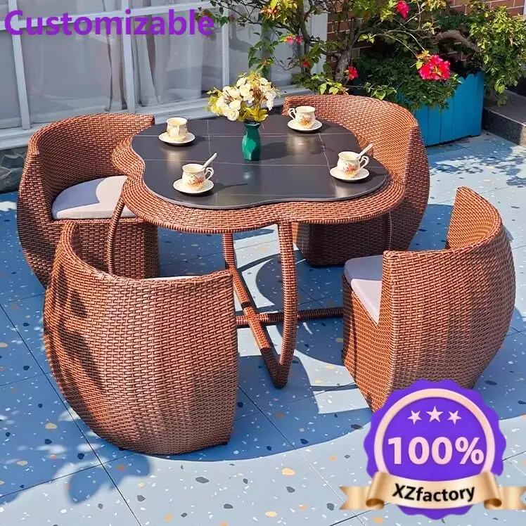 Factory Direct 2026 Outdoor tables and chairs courtyard open-air balcony waterproof and sunscreen simple casual tea table outdoo