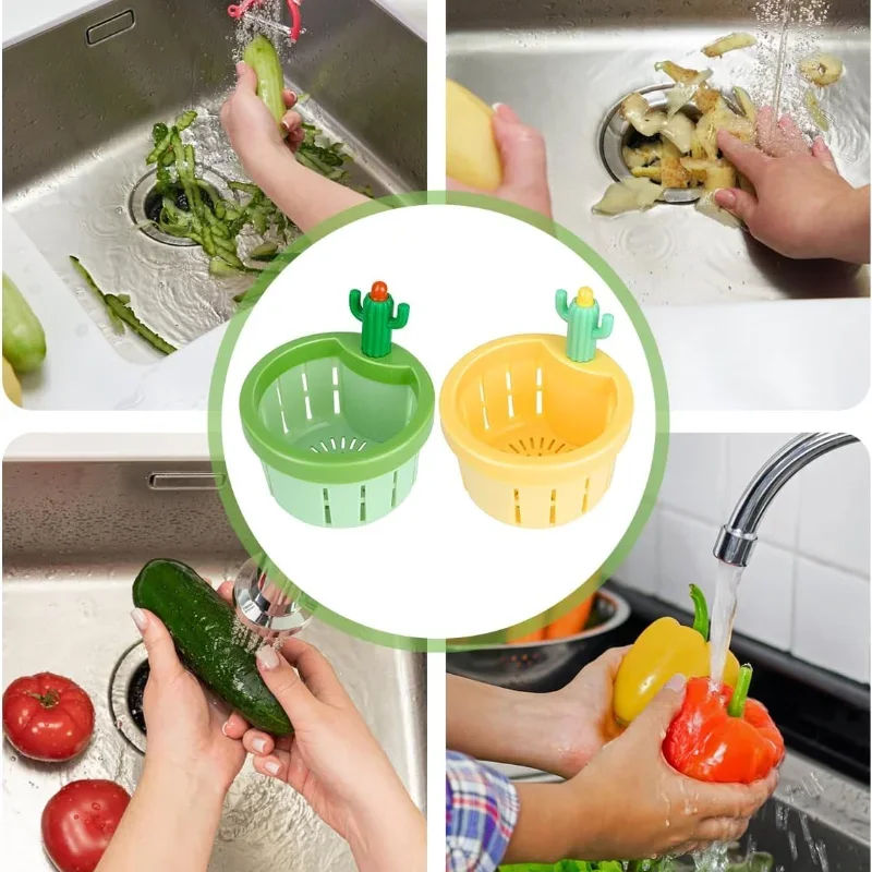 

Ситечко для слива кухонной раковины С КАКТУСОМ, автоматическая корзина для разгрузки, кухонный сборщик отходов, фильтр, многофункциональный домашний фильтр