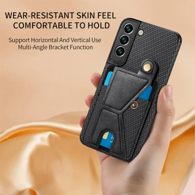 Carbon Fiber Wallet Flip Card Holder Phone Case for Samsung Galaxy S21 S23 FE S24 S22 Plus Ultra A25 A15 A35 A05 A05S Leather