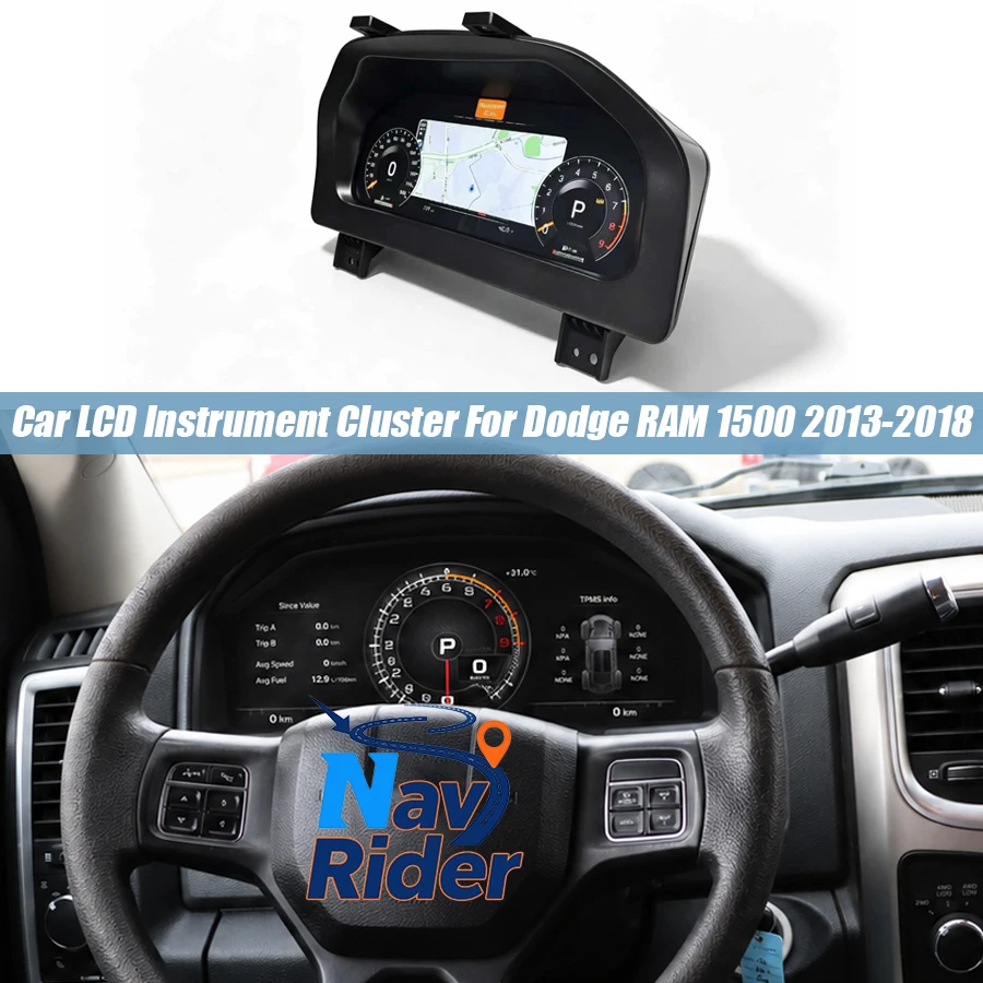 12.3inch Car LCD Digital Instrument Cluster Virtual Cockpit Head Unit For Dodge RAM 1500 2013-2018 Carplay Dashboard Speedometer