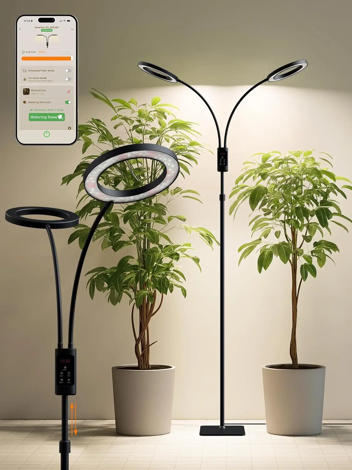 

Умные фитолампы для комнатных растений, 48 Вт, для 2 растений, с автотаймером, полный спектр, светодиодные.