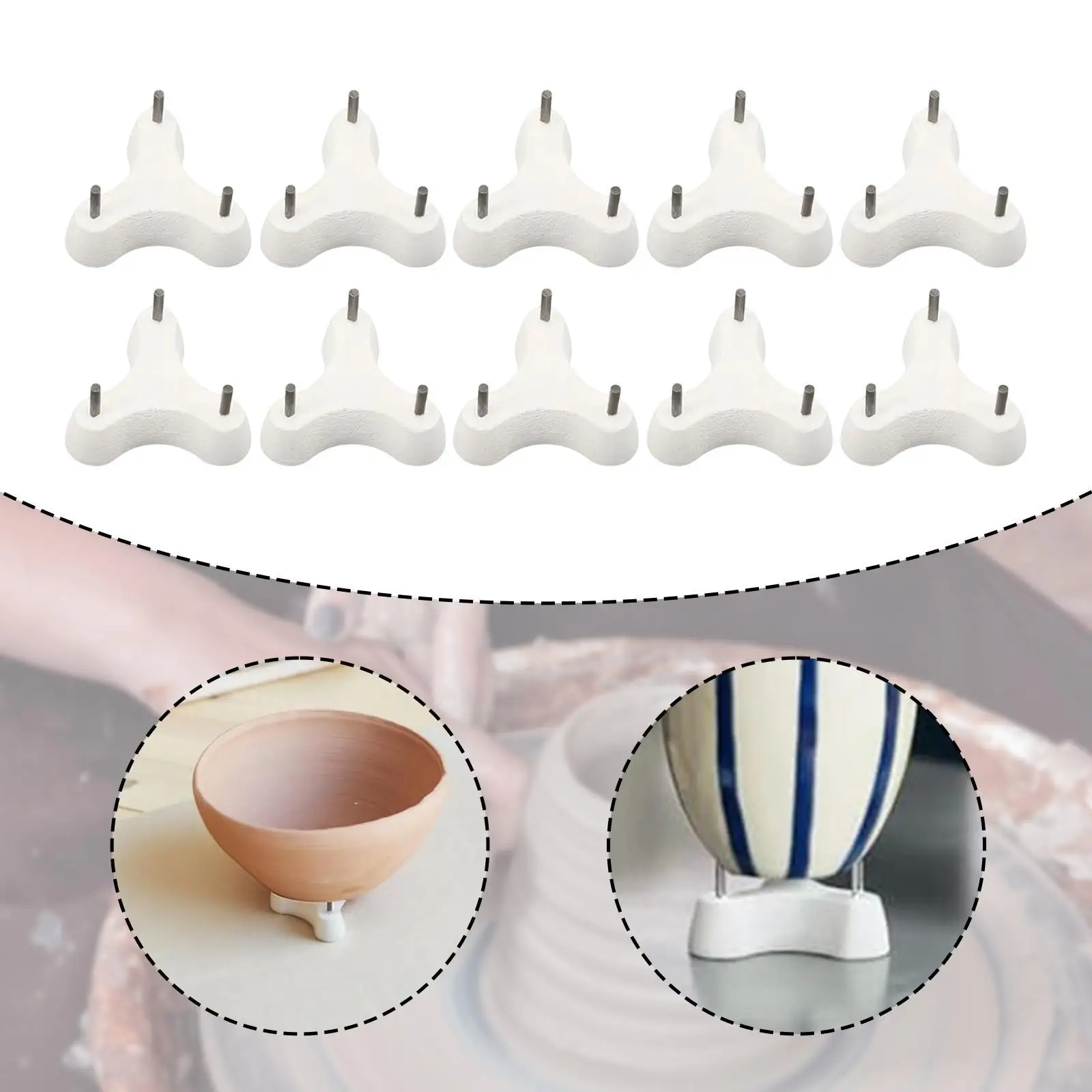 

10Pcs Kiln Stilts Accessories Professional, Practical, Sturdy, Pottery Pointed Stilts 3 Point Ceramic Tripod for Kilns Firing