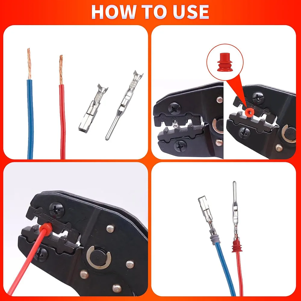 24 Arten 900-teiliges Automobil-Steckverbinder-Set 1-3,5 mm Stecker und Buchsen Nicht Isolierte Kabelklemmen-Set Kit und Crimpwerkzeug – Detail 5