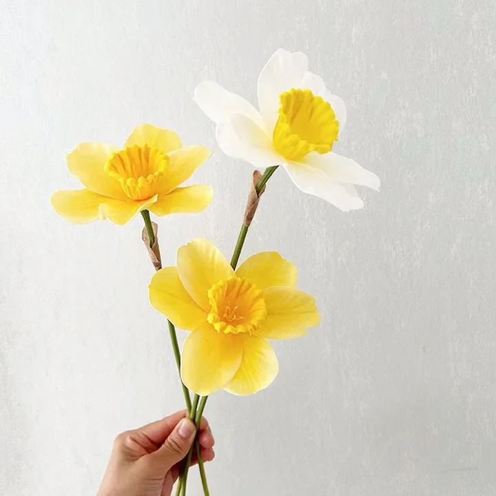 20Pcs Artificial Flowers Narcissus for dining Table Living Room Home Decoration Fake Daffodils Wedding Party Flower Arrangement