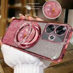 For OPPO Realme GT 6 6T Case Soft Bling Glitter Quicksand Magnetic Ring Protective Back Cover For Realme GT Neo 6 Se Phone Shell