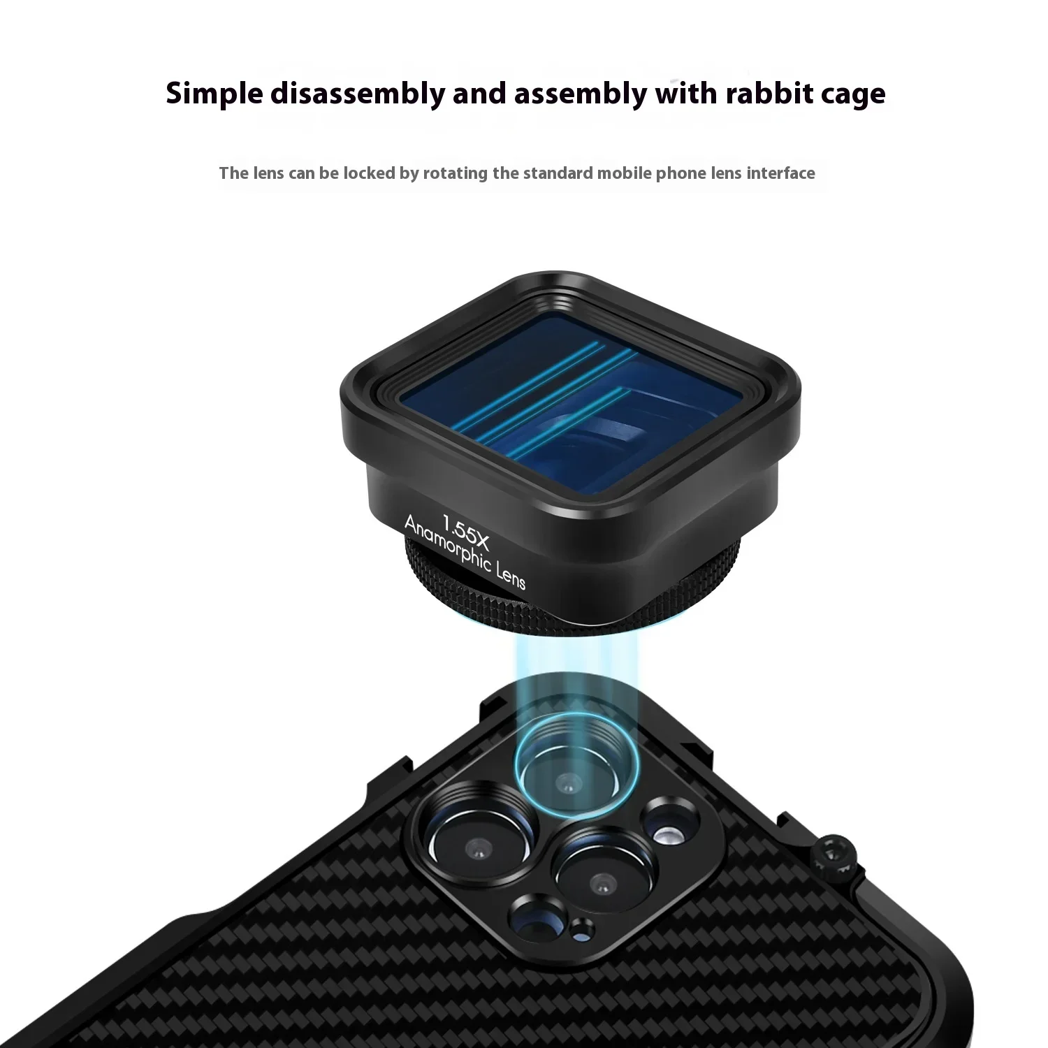 Obiektyw do nagrywania wideo Blu-ray 2026NEW 1.55X z szerokim formatem ekranu, kompatybilny z telefonami komórkowymi, wykonany ze szkła, z autofokusem (AF) do oglądania filmów i wideo, przeznaczony do iPhone'a.