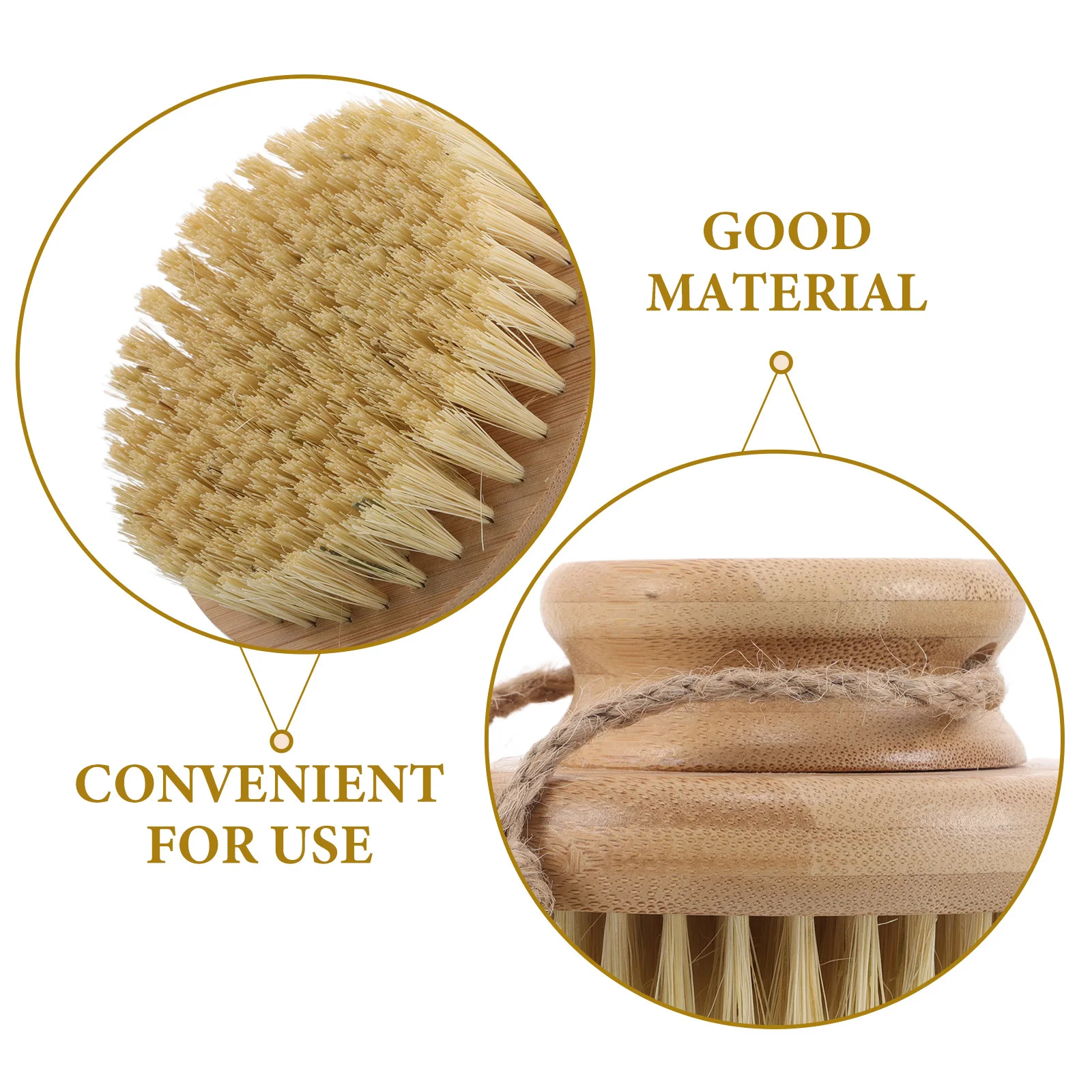 فرشاة الجسم الجافة من الخيزران بشعيرات السيزال للاستحمام ومنظف الظهر وتقشير لطيف وإزالة الجلد الميت وتدليك للنساء والرجال #5