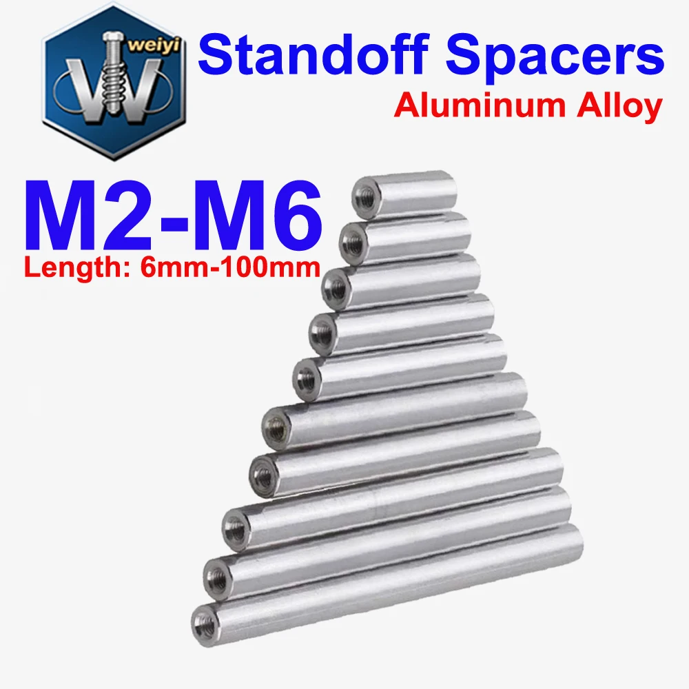 Weiyi M2 M2.5 M3 M4 M5 M6 Round Aluminum Standoff Column Stud Extend Long Nut Aluminum Spacer Rods For RC FPV Multirotors