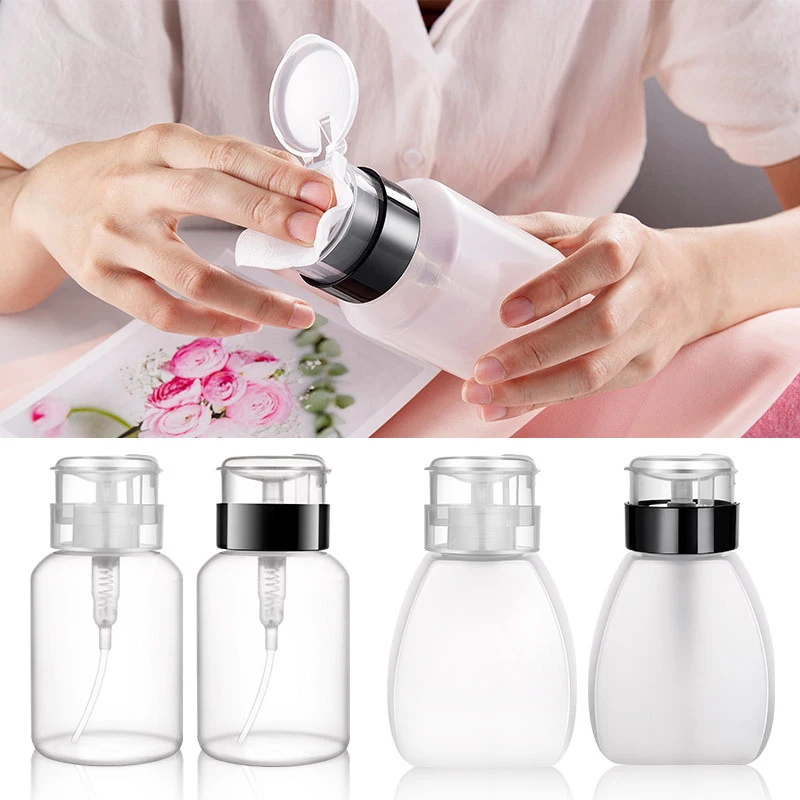 

250ml Nail Polish Remover Bottle UV Gel Press Bottle Nail Art Clean Acetone Bottles Empty Pump Dispense Liquid Container Storage