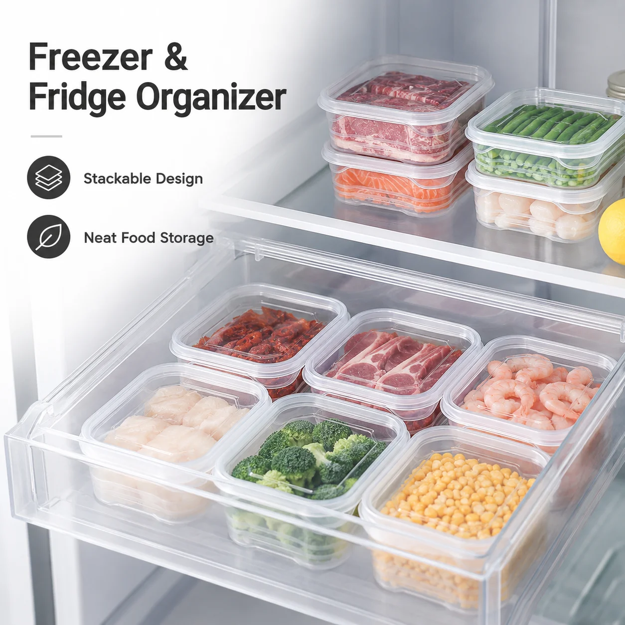 1/5 Pcs Refrigerator Fresh-Keeping Box, Large Capacity Food Storage Container with Lid for Kitchen Fridge Organization