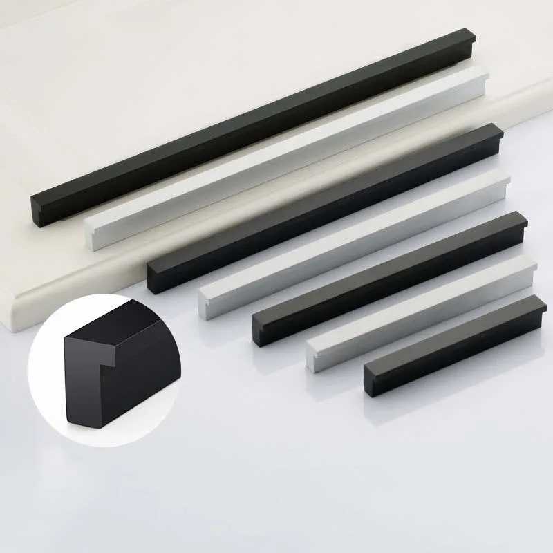 Moderner, minimalistischer Kleiderschrankgriff aus schwarzer Aluminiumlegierung, Schranktürgriff, Schrank-Schubladengriff, Kommoden für Schlafzimmer, Schublade