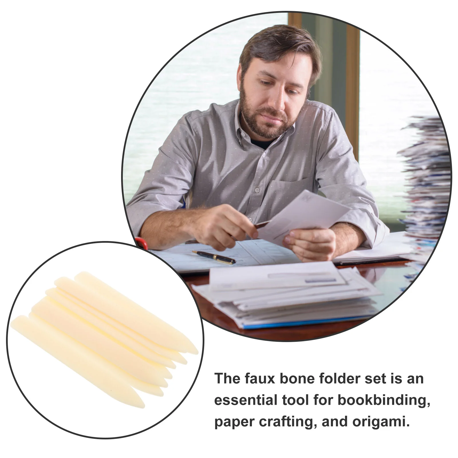 8pcs Imitation Beef Bone Scraper Card Making Kit Plastic Bookbinding Bone Folder Papercraft Leatherwork Scoring Board