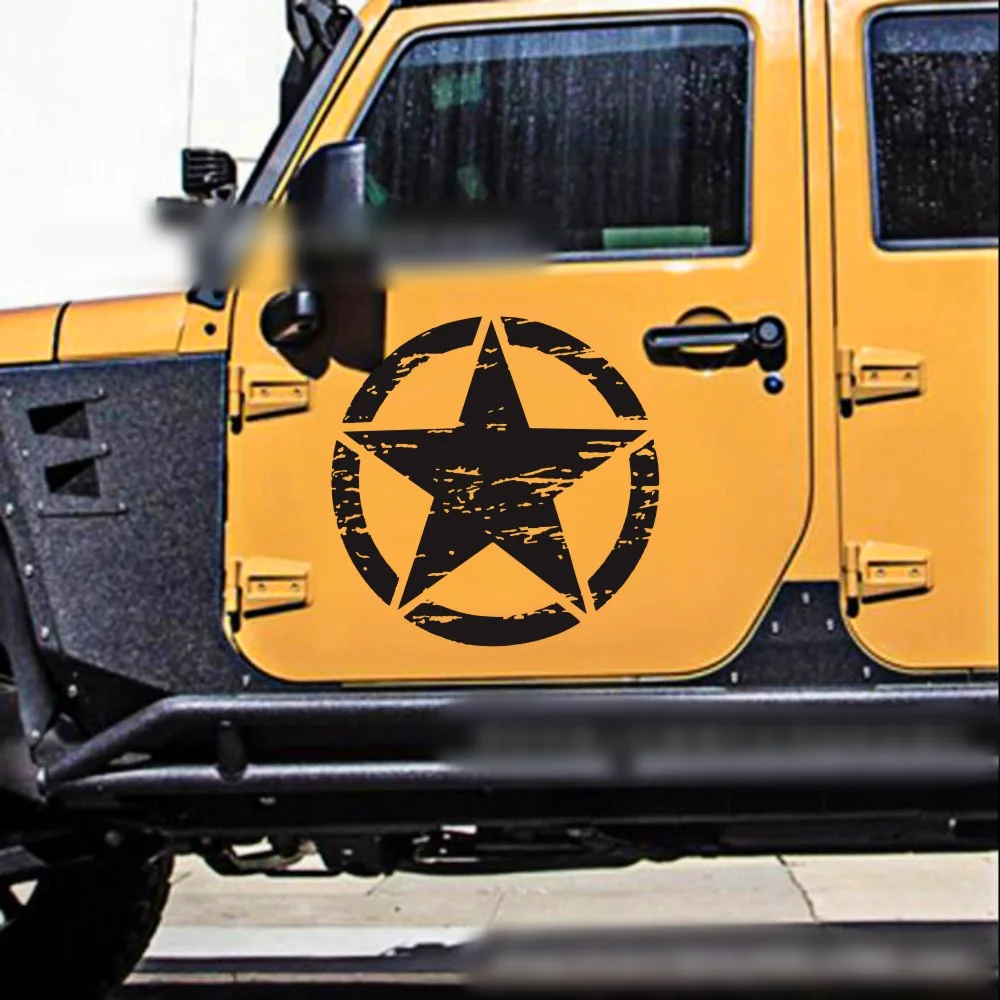 Car Stickers Five-Pointed Stars Battle Damage Reflective Decals For Door Engine Hood Prado Wrangler Tacoma Pick-up Trunks