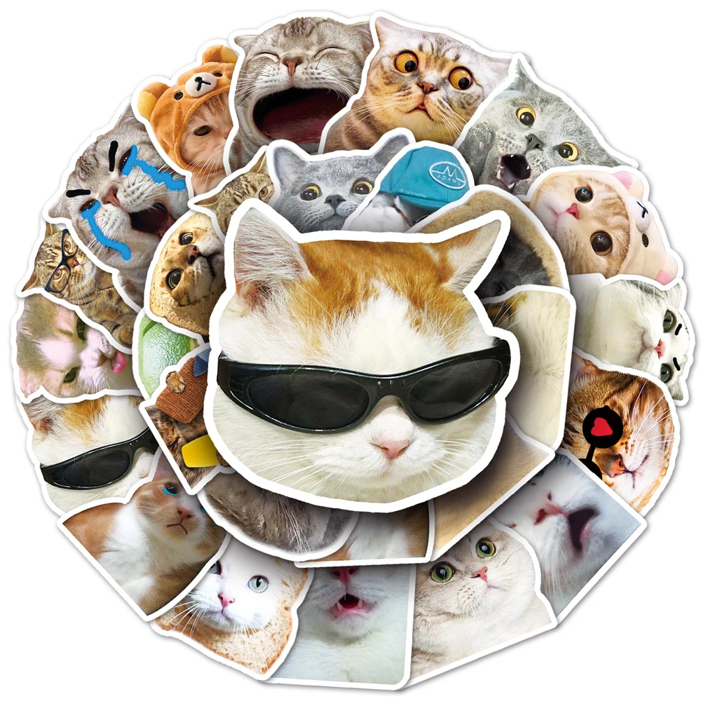 

10/30/50PCS Funny MEME Cat Stickers Animal Cartoon Decals for Kids Toy DIY Laptop Fridge Phone Case Waterproof Cute Sticker Pack