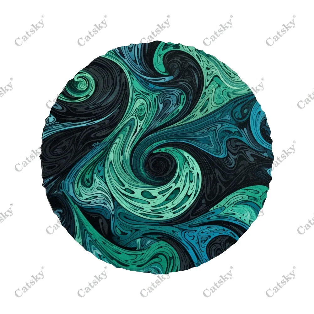 Curves Swirl Tattoo Design Polyester Universal Spare Wheel Tire Cover Wheel Covers for Trailer RV SUV Truck Camper