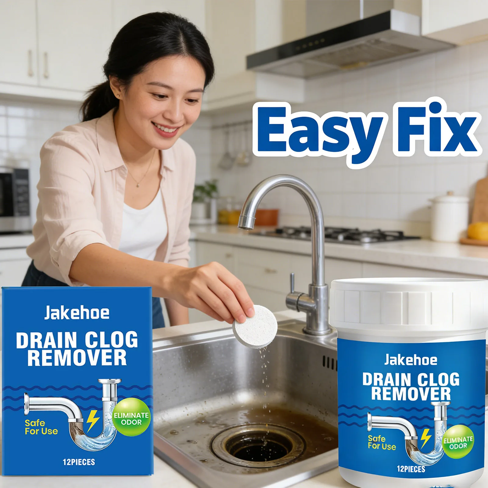 Pipeline Dredging Cleaner Removing Oil Stains Clearing Hair Blockages Eliminating Odors Bathroom Drainage Pipe Cleaning Tablets