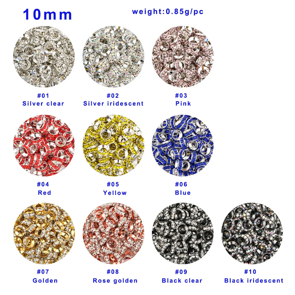 20-200 Stuks Plastic Balpennen 10Mm Metalen Strass Spacer Kralen Silicone Bead Diy Gepersonaliseerde Gift Sieraden Maken accessorie