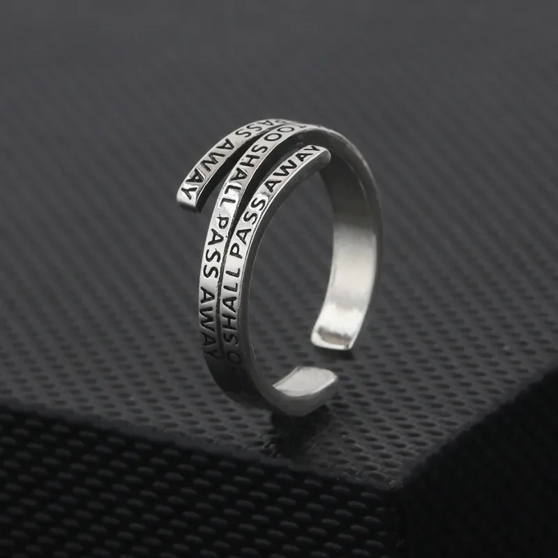 Retro Multi Layer Letter Ring Cold Wind Geometric Index Finger Ring Simple Versatile Creative Open Ring For Women Fashion