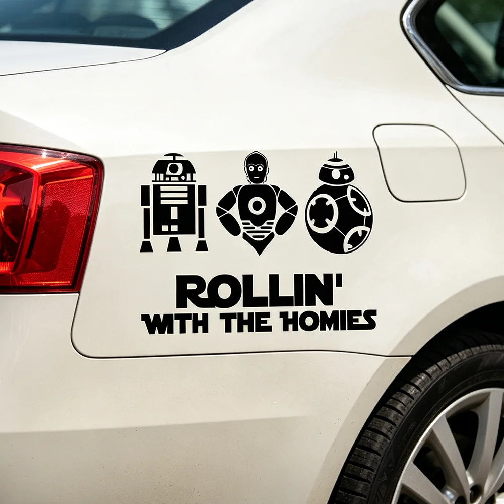 Pegatinas de vinilo de la Guerra de las Galaxias para decoración del hogar, murales, calcomanías R2D2 C3PO para portátiles, pegatinas de vinilo de la Guerra de las Galaxias para decoración de ventanas de coches