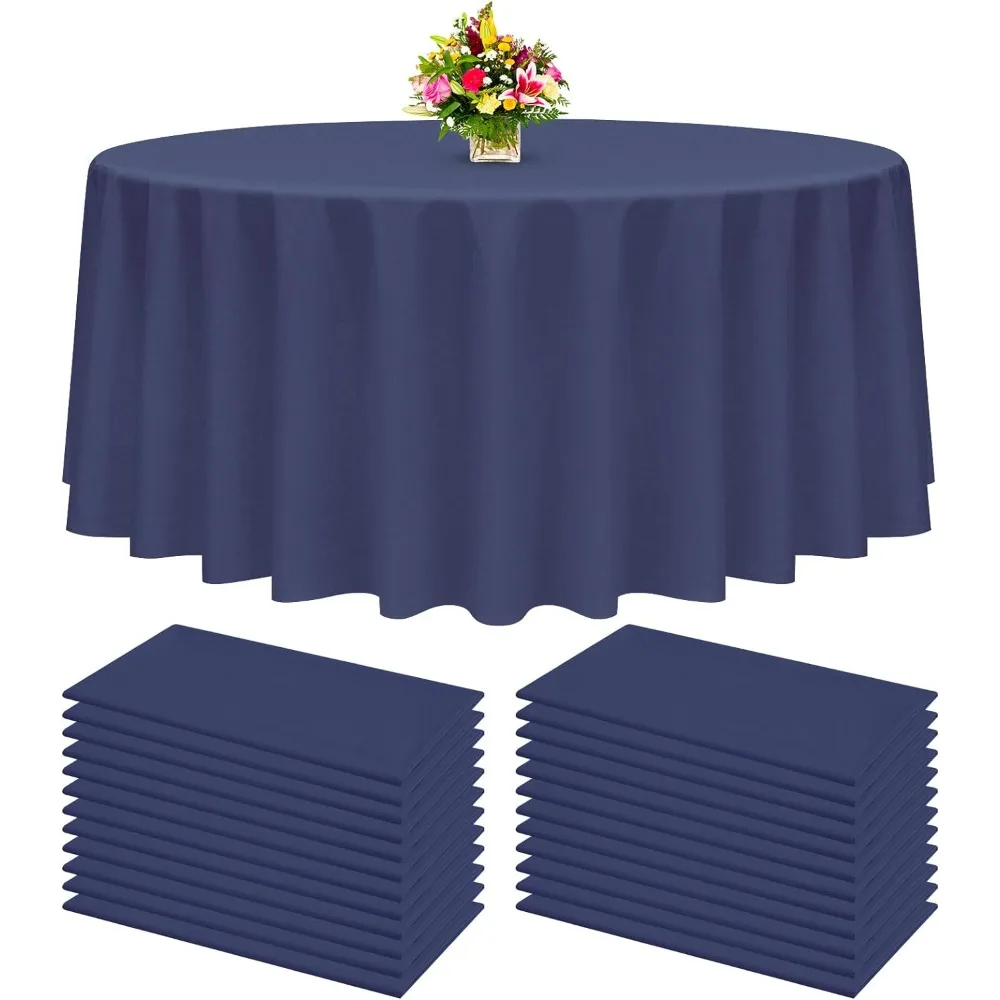 24 Pack Round Tablecloths,96 in Plastic Disposable Table Cloth,Plastic Table Cloths for Parties,Picnic,Birthday,Wedding,Outdoor