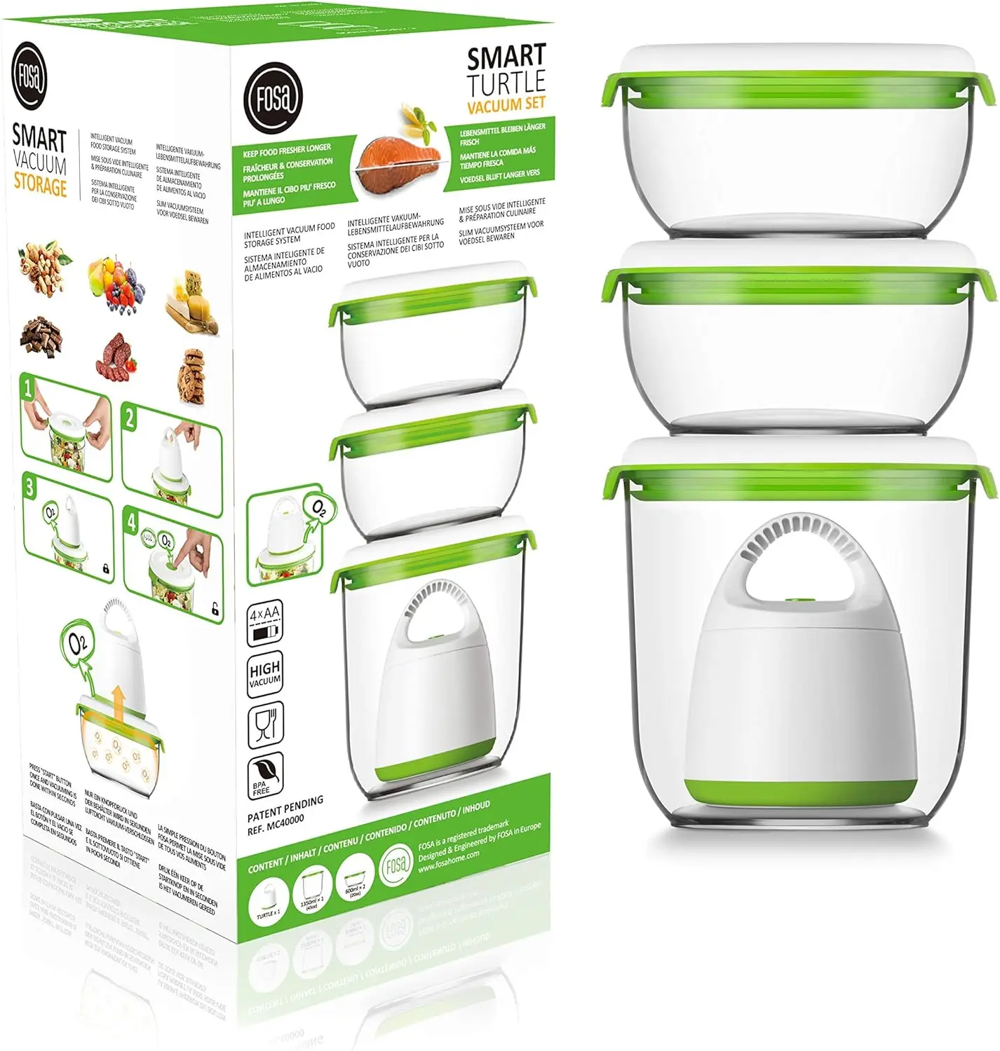 

Vacuum Sealer Starter Set with Turtle Pump and 3 Airtight Containers for Food Storage