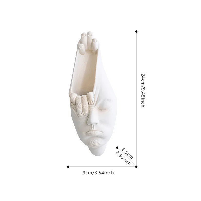 Parede abstrata pendurada estátua de resina, criativo rosto humano expressão escultura, vaso da parede, ornamento artesanato, decoração Home