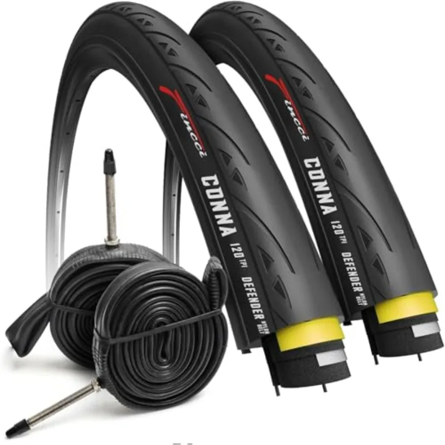 

Road Bike 25-622 700x25c Tire with 700c Bike Tube Presta Valve - Foldable Kevlar 700c Bike Tire with 1 mm Nylon Puncture Resist