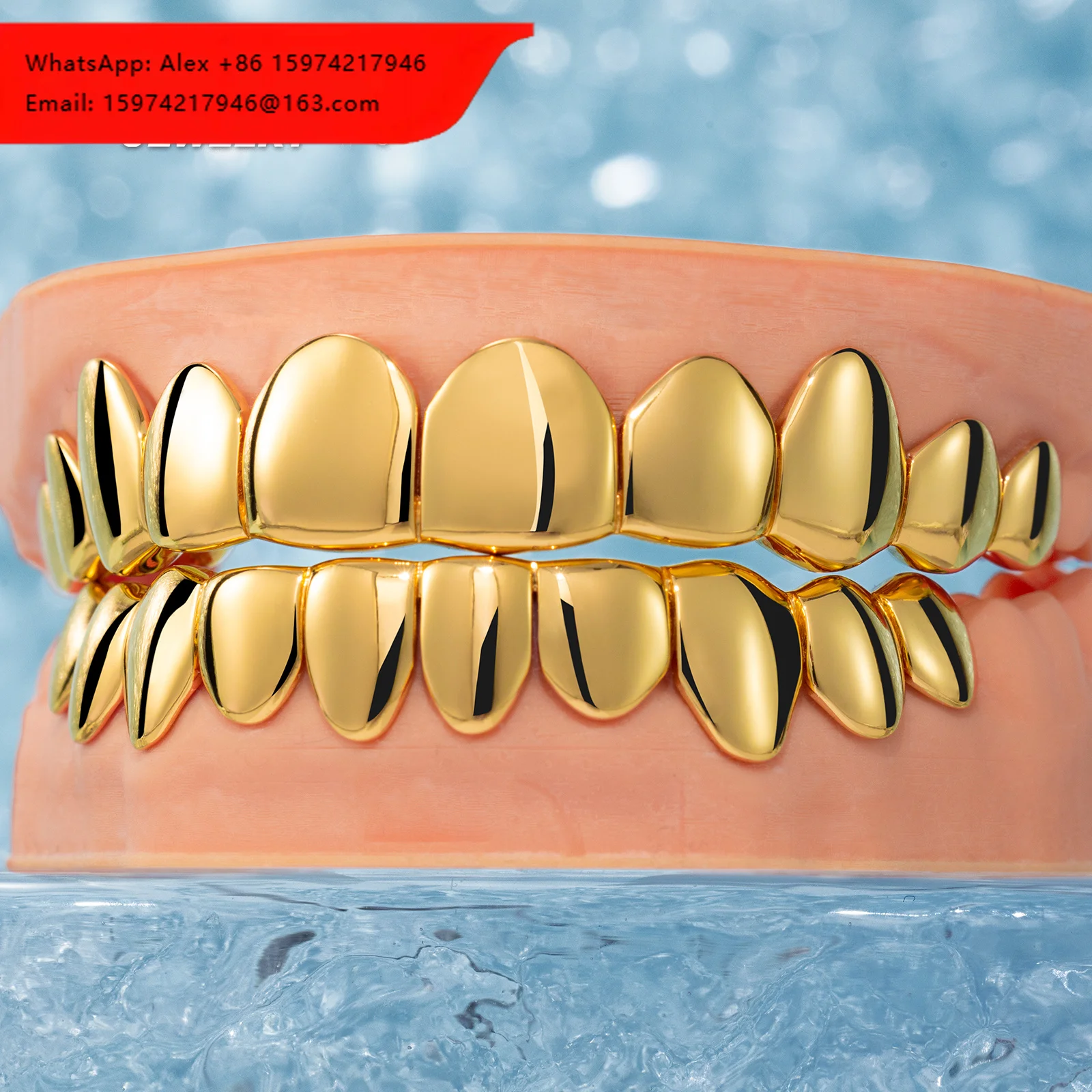 

Gold Solid Grillz For Men & Women 10K 14K 18K Gold 925 Sterling Silver Top 10 Bottom 10 Hip-hop Fashion Teeth Accessories