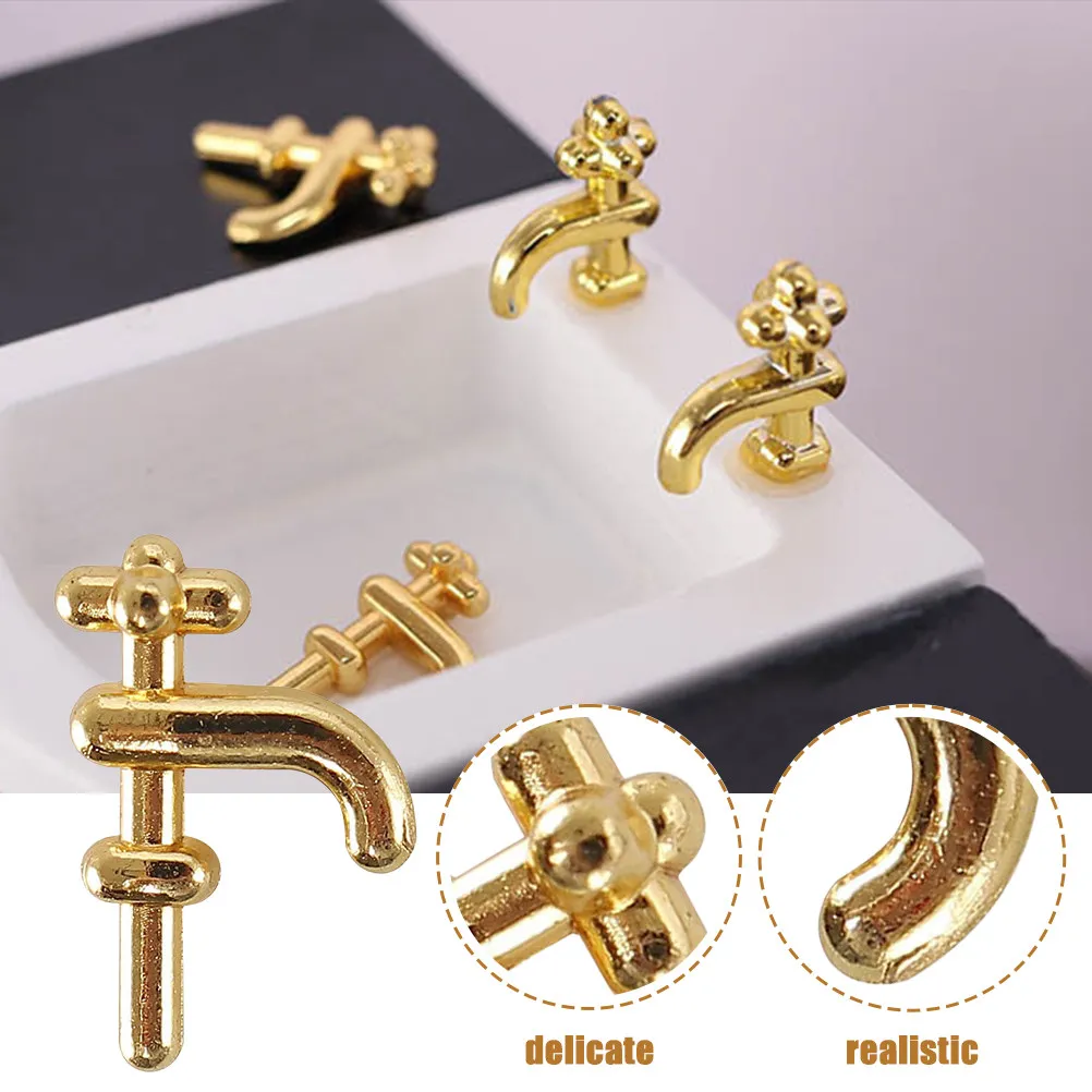 Miniature Sink Faucet Prop for Mini House Models Realistic DIY Decor Small Size Smooth Surface Strong Durability Home Decor Mini