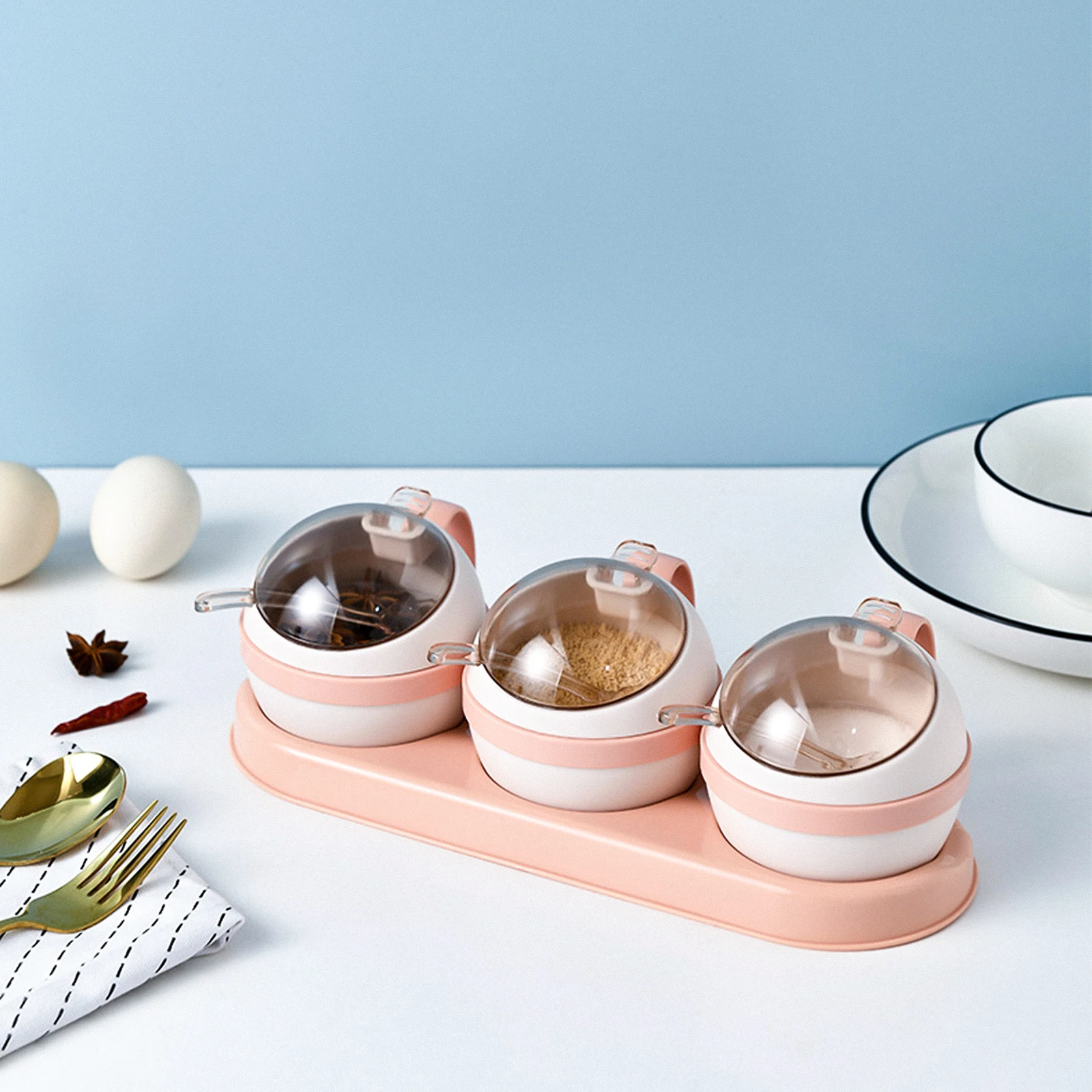 

Seasoning Jar Combination Holder Condiment Storage Plastic Pot Ice Cream Bottle