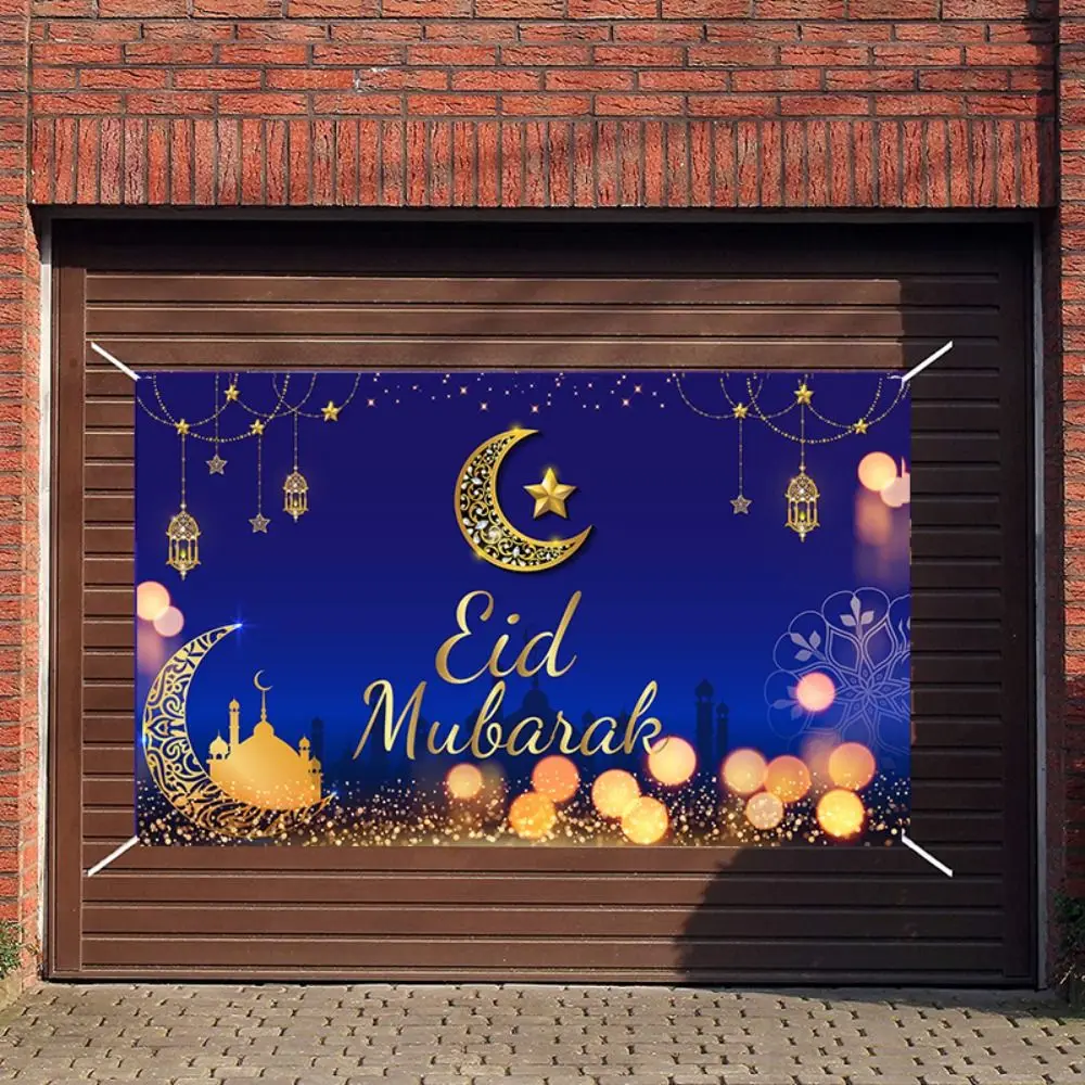 Golden Moon Eid Mubarak Photo Background 180*110cm Polyester Ramadan Photography Backdrop Celebrate