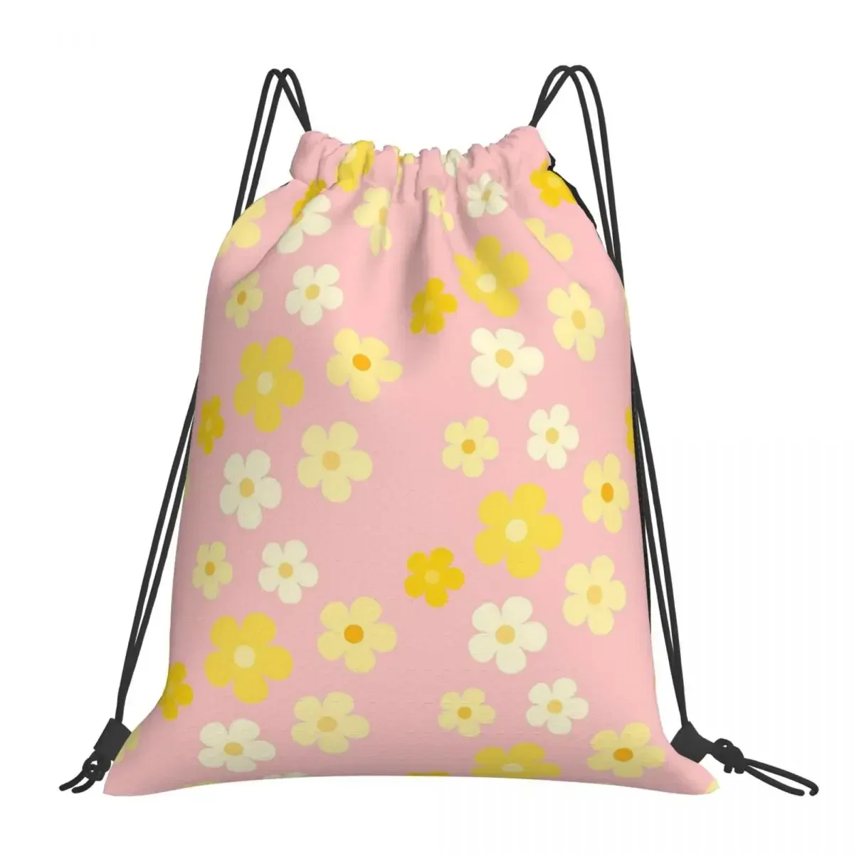 Yellow Flowers Backpacks Fashion Portable Drawstring Bags Drawstring Bundle Pocket Sundries Bag BookBag For Man Woman School