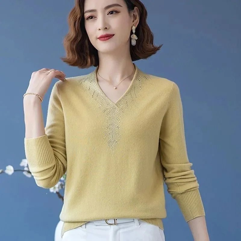 Col en v automne hiver pull pulls femmes corée lâche épais cachemire pull pull femmes surdimensionné pull pull