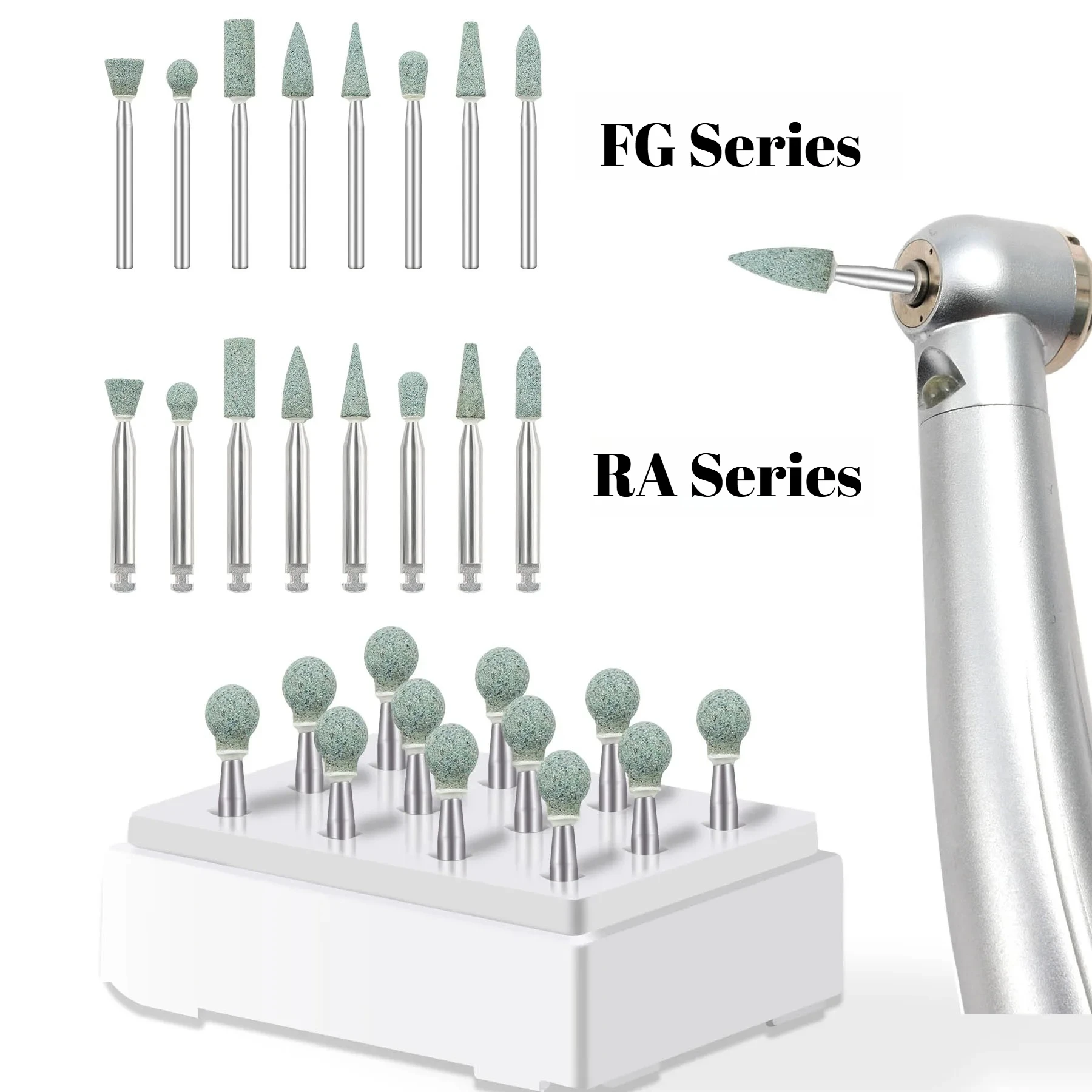 

12Pcs Dental Polishing Green Stones FG Burs 1.6mm Aluminum Oxide Abrasive Fine Coarse Polishing Tool Dentistry Instrument