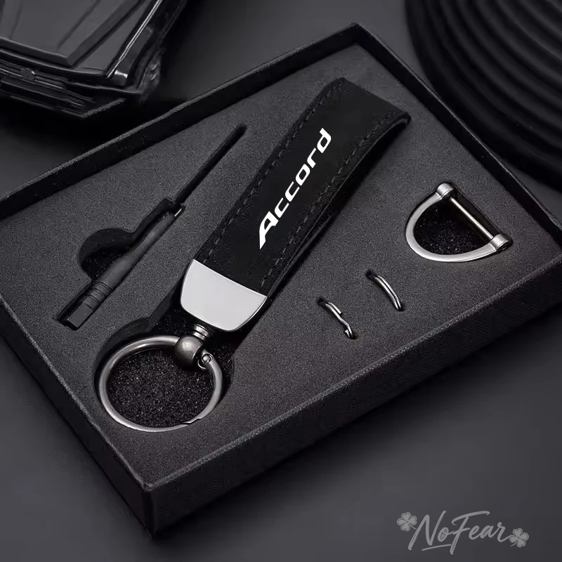

Suede Leather Car Logo Keychain Ring Pendant Keyring For Honda ACCORD 7th 8th 9th 10th 2003 2007 2010 2014 2022 2021 Accessories