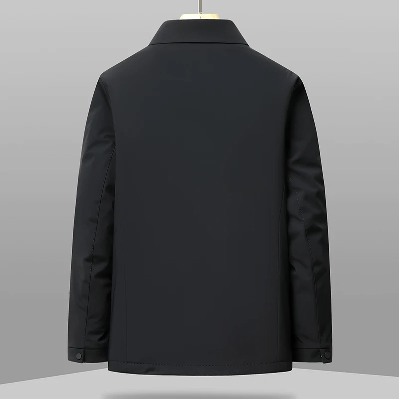 2026 Winter Men's Business Casual Warm Detachable Duck Down Liner Jackets Windproof Short Lapel Zipper Top Puffer Coat Outerwear