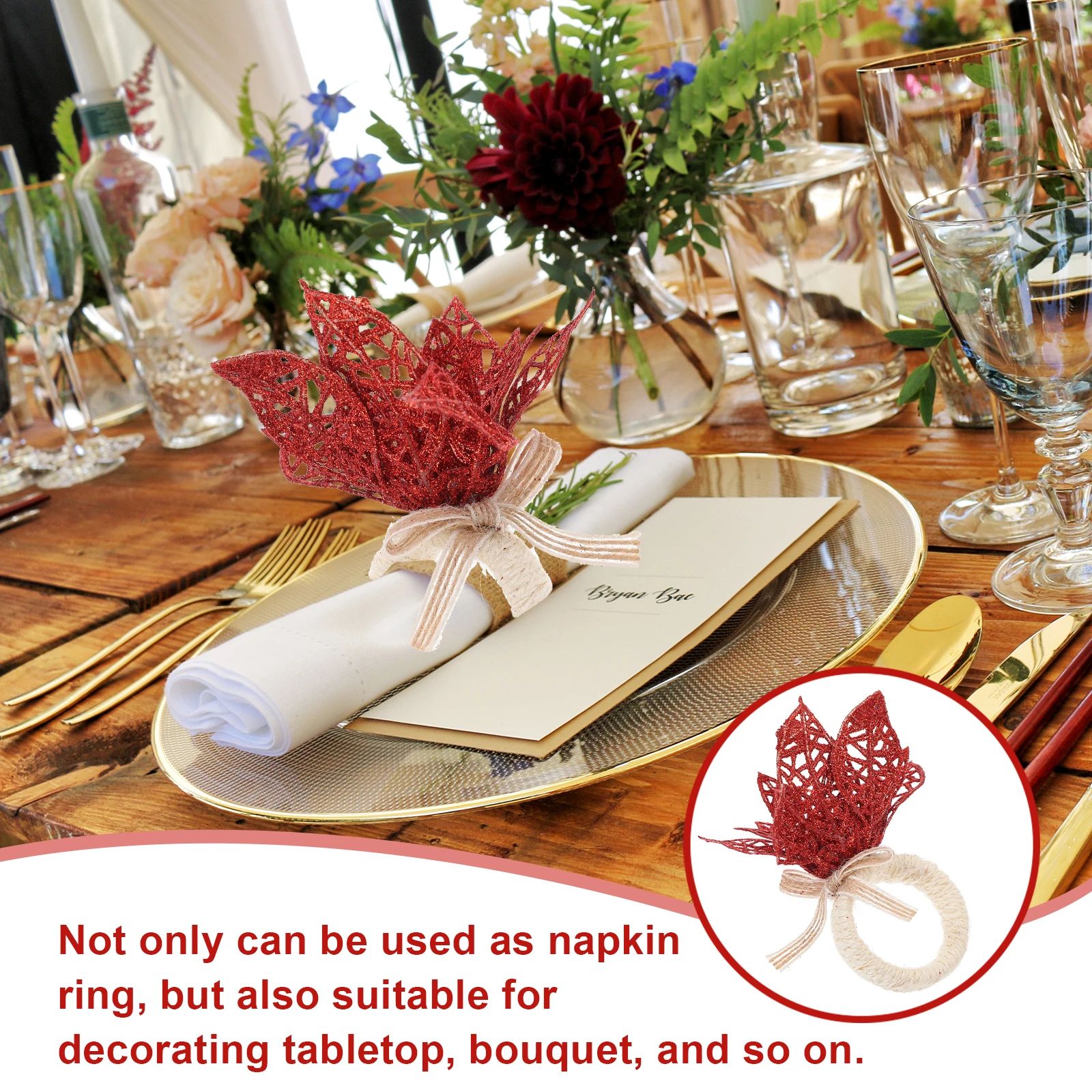 

Napkin Rings Flower Shaped Holders Christmas Banquet Table Decor Buckles Dining Party Accessories Serviette Ring Adornments