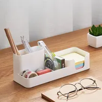 ABS Desk Office Organizer Storage Holder Desktop Pencil Pen Sundries Badge Box Stationery Office School Supplies