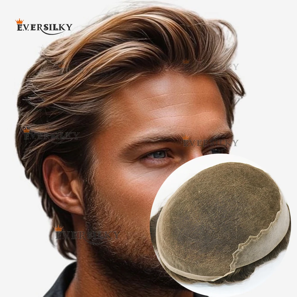 بني أشقر # 18 شعر مستعار Q6 متين للرجال شعر بشري أصلع شعر مستعار 1B40 1B65 1B80 رمادي أسود اصطناعي قابل للتنفس من الدانتيل عقدة التبييض الأمامية #1