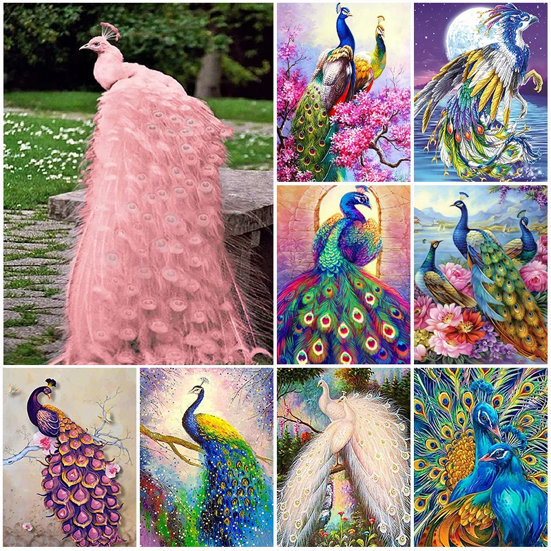 

Animal 5D DIY Diamond Painting Peacock Diamond Mosaic Rhinestone Embroidery Full Round Diamond Cross Stitch Kit