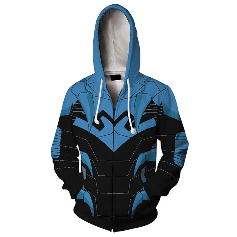 Blue Beetle Cosplay Hoodie 3D Printed Unisex Polyester School Uniform Blue Beetle Costume Thin Spring Hoodie Party Jacket