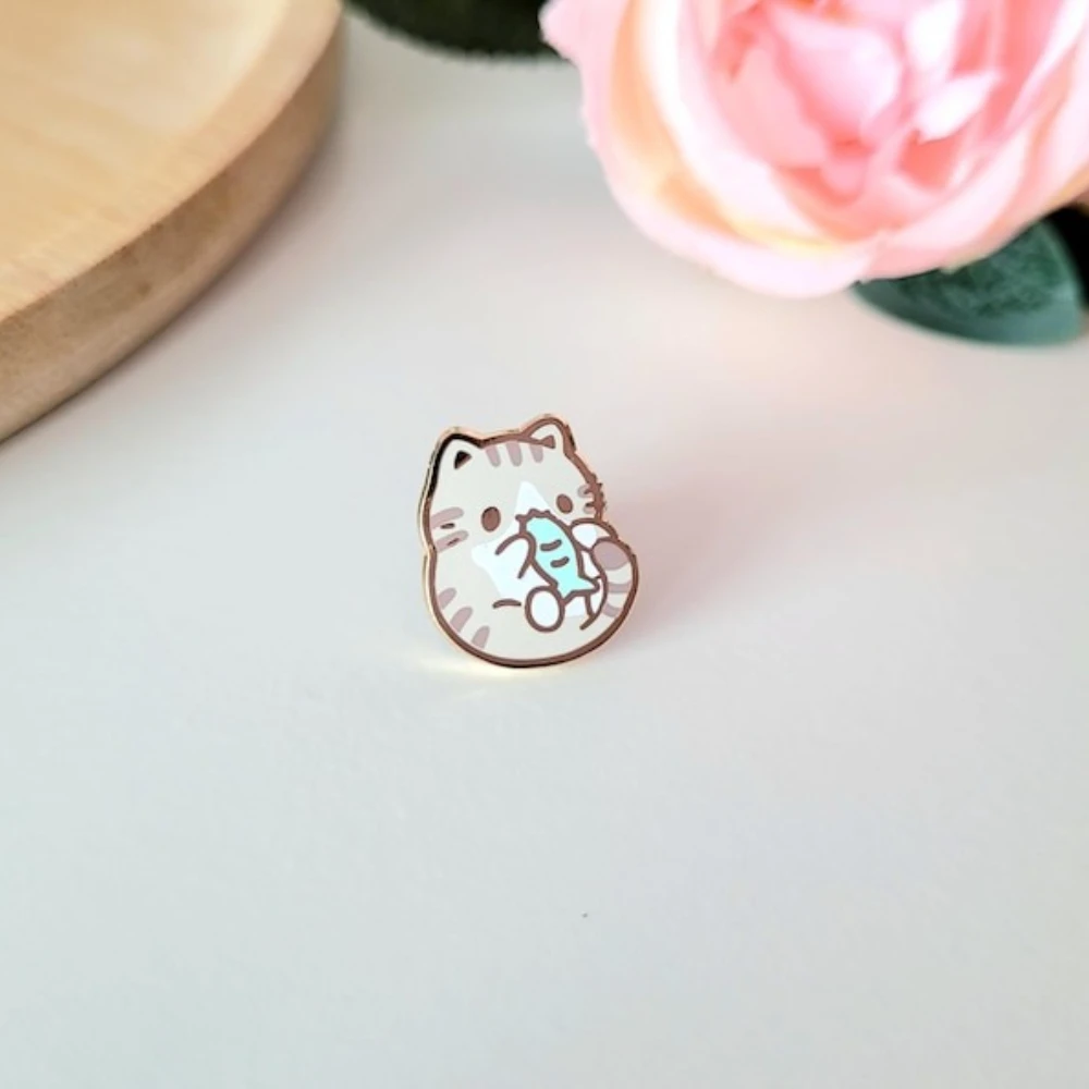 Niedliche kleine Katze Emaille Pins Kawaii Kätzchen Fisch Metall Abzeichen Cartoon Tier Brosche für Schmuck Zubehör Geschenke für Katzenliebhaber – Detail 8